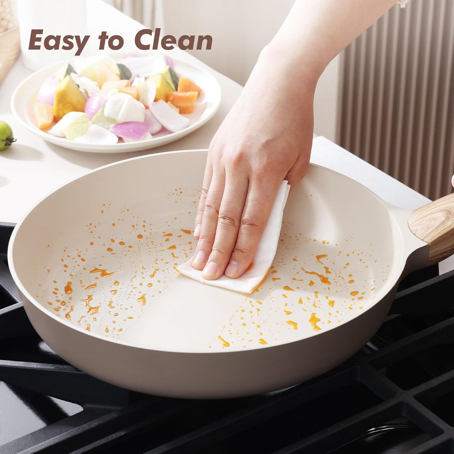 SENSARTE Ceramic Nonstick Frying Pan Small Skillet 8Inch Non Stick Omelette Pans, Non-toxic Healthy Kitchen Cooking Chef's Pan, Free of Intentionally Added PFOA/PFAS/PTFE, Induction Compatible, Taupe