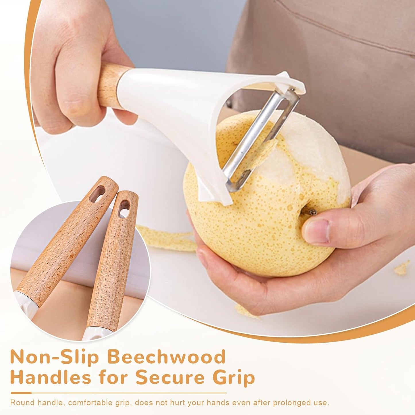 Potato Peelers Set of 2, Stainless Steel Vegetable Peeler with Non-Slip Wood Handles, Y & I Shape Kitchen Peelers for Carrot, Apple, Potato - Dishwasher Safe