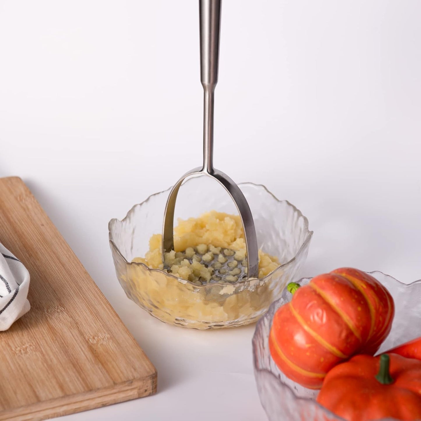 IMEEA Potato Masher SUS304 Stainless Steel Potato Masher with Long Handle for Avocado, Mashed Potatoes, Beans, Vegetables, 13.8-Inch