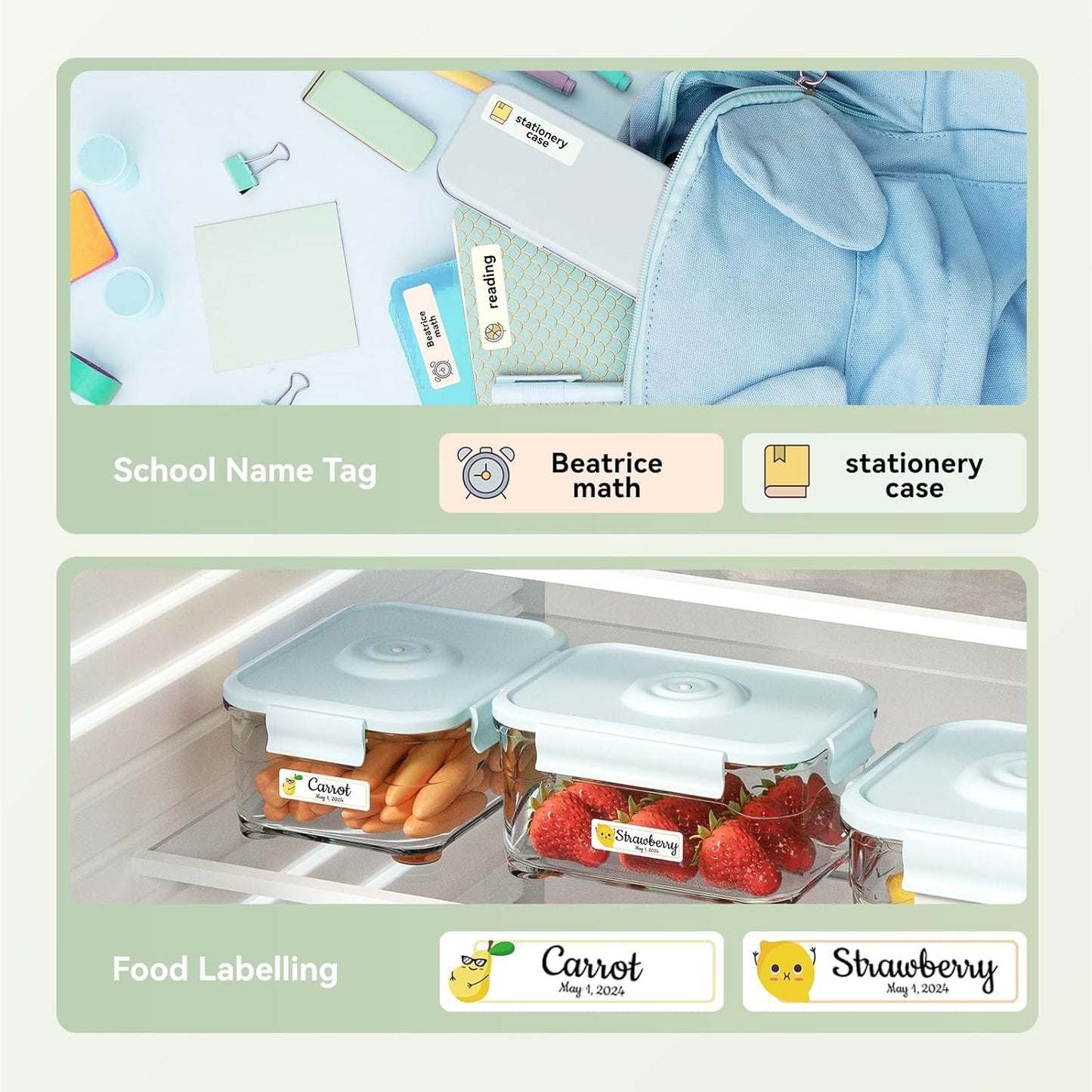 NIIMBOT D110 New Version Label Maker Machine with Tape, Handheld Bluetooth Label Printer, Mini Thermal Printer, Sticker Maker for Organizing Home Kitchen School, Green