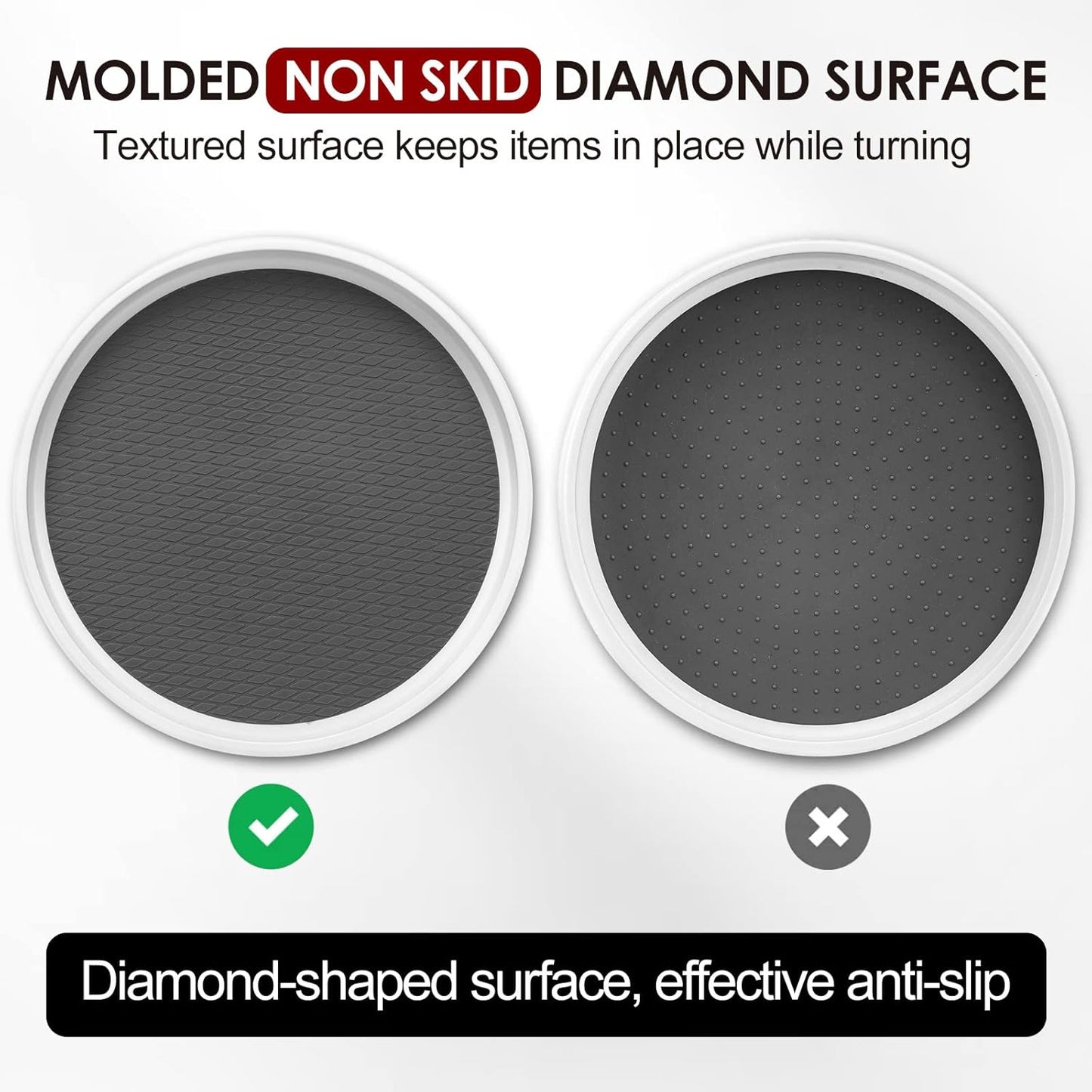 2 Pack, 12-Inch Non-Skid Lazy Susan Organizers - Turntable Rack for Pantry Organization and Storage, Kitchen, Fridge, Cabinets, Bathroom Makeup Vanity Countertop, Under Sink Organizing, Spice Rack