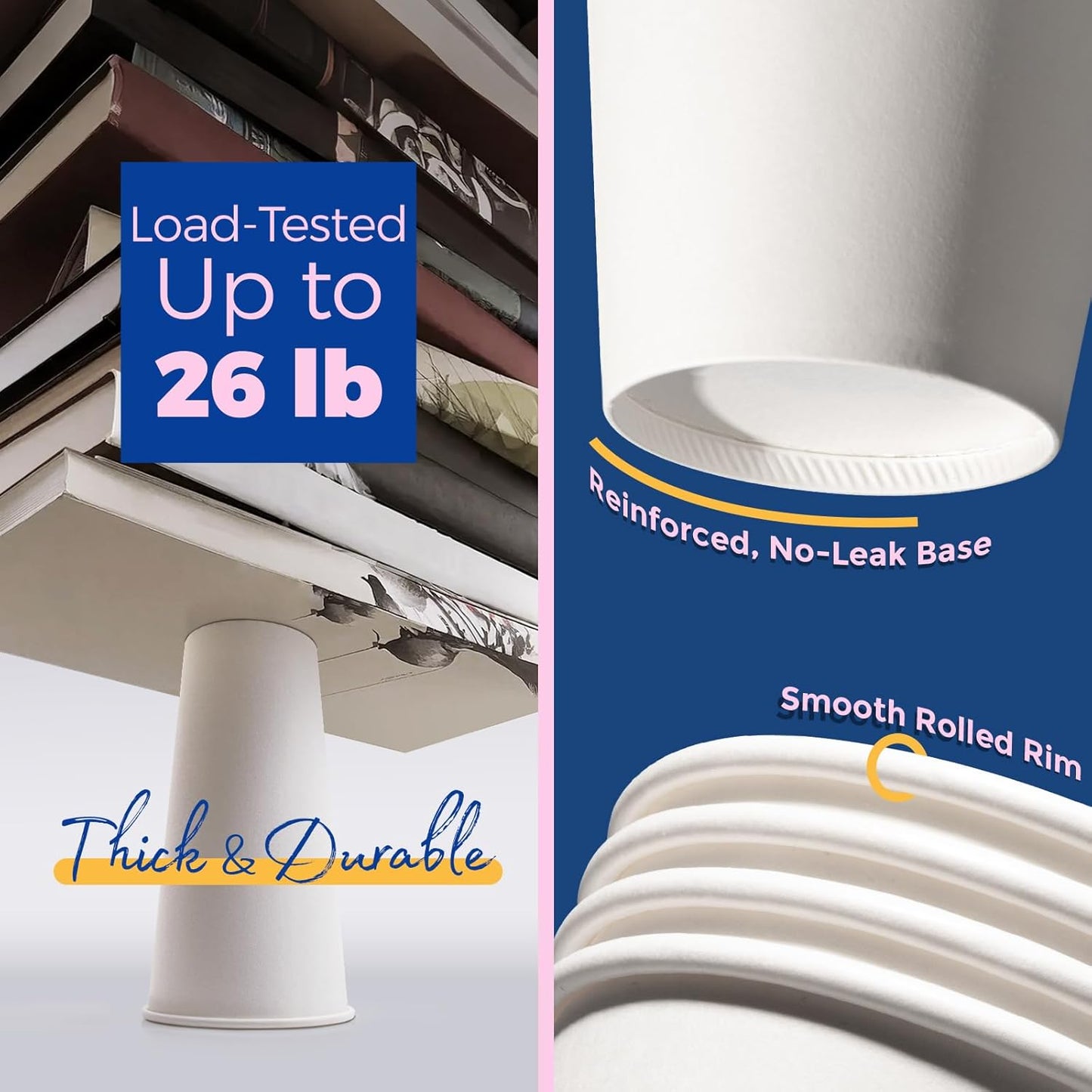 Fit Meal Prep 50 Pack 24 oz Disposable Coffee Cups with Lids, Sleeves, Leak-Proof To Go Coffee Cups with Lids, Durable Hot Paper Cups for Home, Office, Party, Business