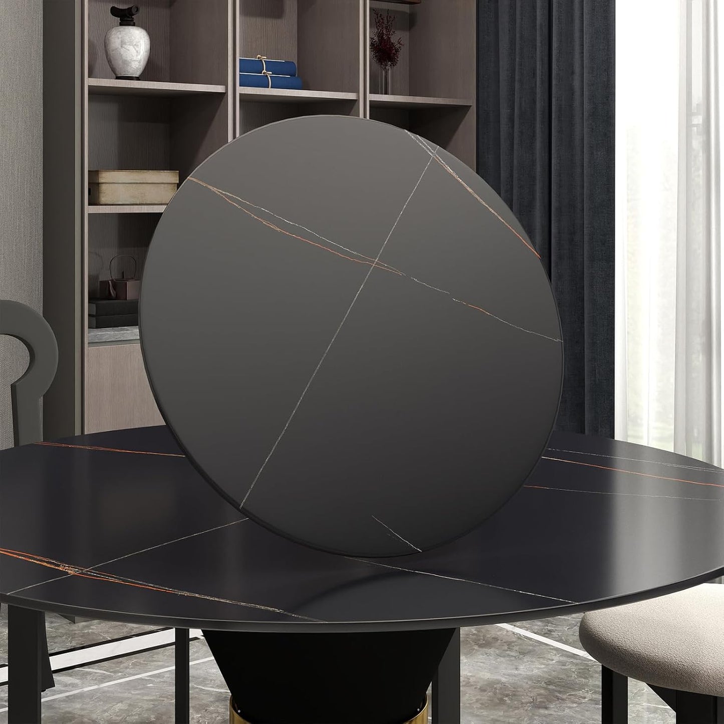 31.5" Lazy Susan for Table Top Sintered Stone Rotating Serving Tray for Dining Table, Kitchen Lazy Susan Organizer Spinning Rotating Food Server Party Centerpieces