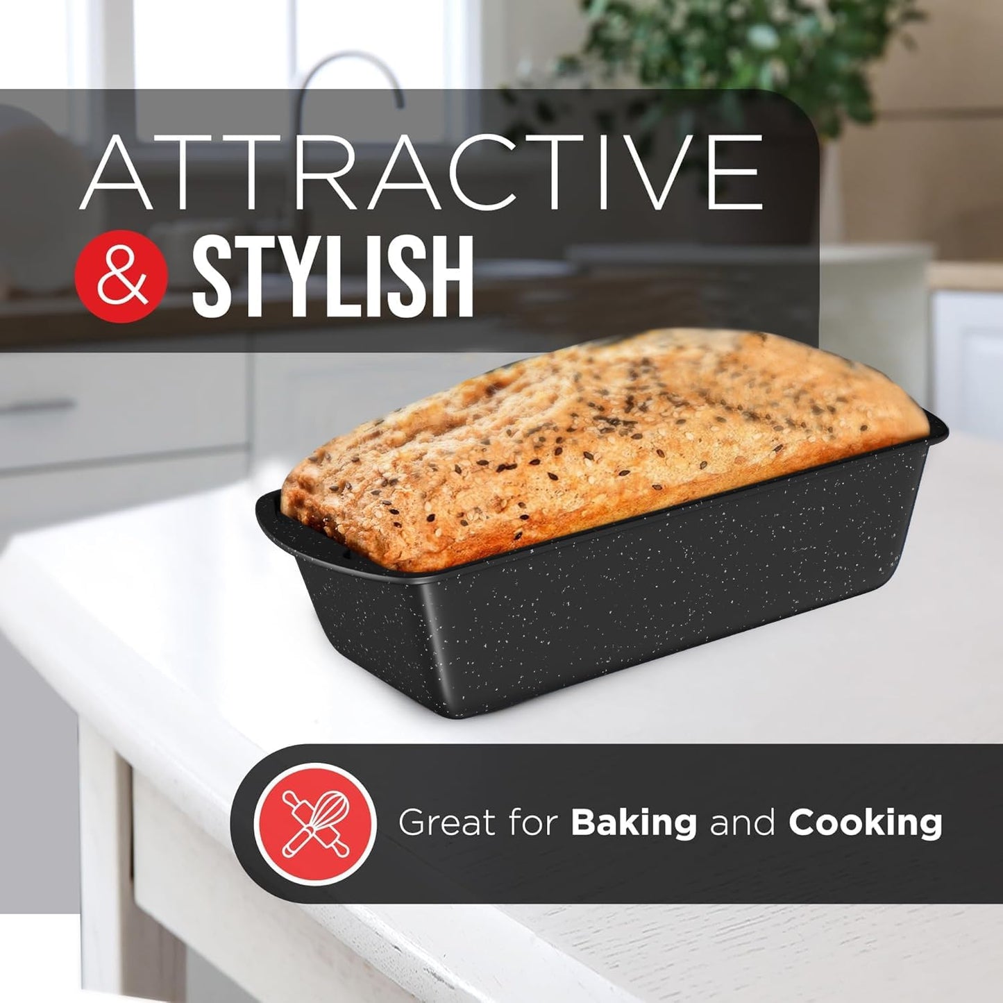 BAKKENMASTER Loaf Pan Set 1-Piece - Deluxe Nonstick Carbon Steel Bakeware for Perfect Bread and Cakes – Dishwasher Safe, Premium Pans for Home Baking