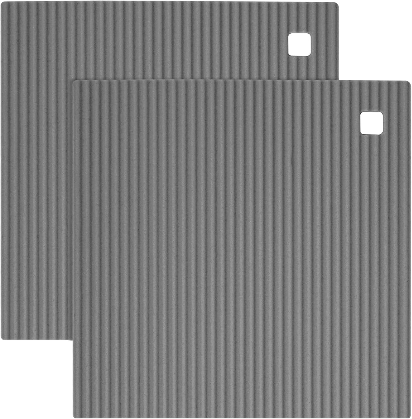 2 Pack 7'' x 7'' Trivets for Hot Dishes, Hot Pads for Kitchen, Silicone Trivets for Hot Pots and Pans, Hot Plates to Protect Table, Heat Resistant Silicone Trivet Grey