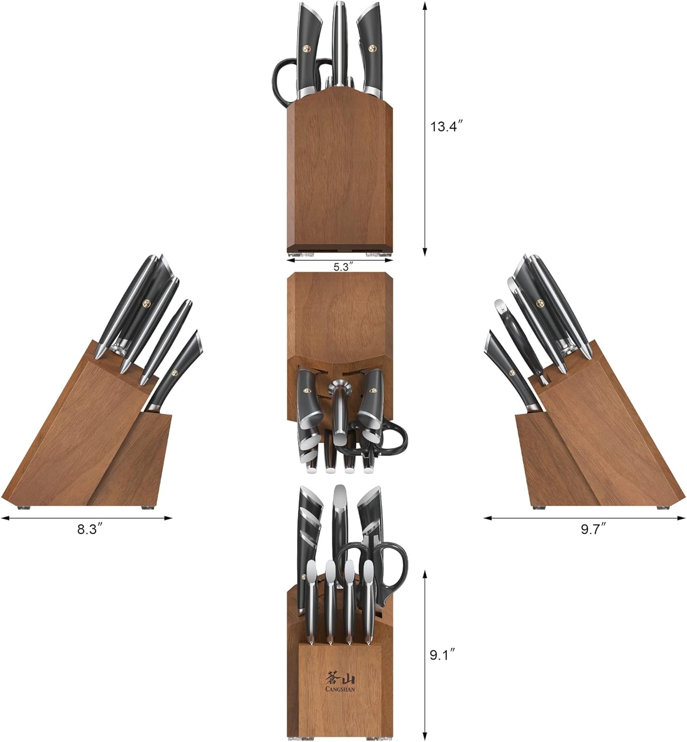 Cangshan ELBERT Series German Steel Forged Knife Block Sets (12-PIece, Black)