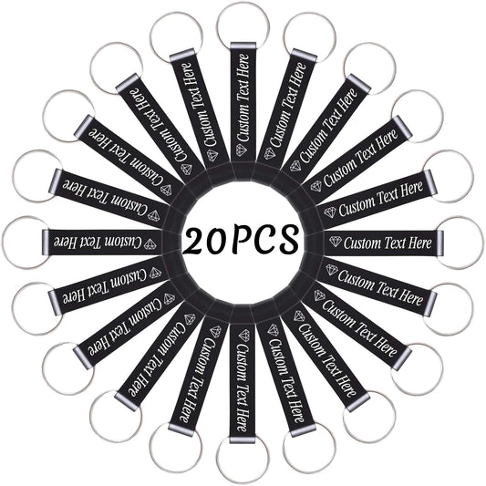 20PCS Personalized Bottle Opener Keychain Bulk Custom Beer Bottle Opener with Logo Text Engraved Wedding Bottle Opener Favors Customized Gifts for Guests Baby Shower Birthday Party-Black