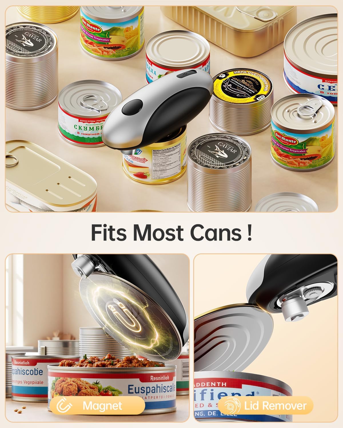 Rechargeable Electric Can Opener - Smooth Edge, One-Touch Automatic Can Opener for Seniors & Arthritis, Hands-Free Can Openers for Kitchen, Type-C Fast Charge, Compact Portable Can Openers