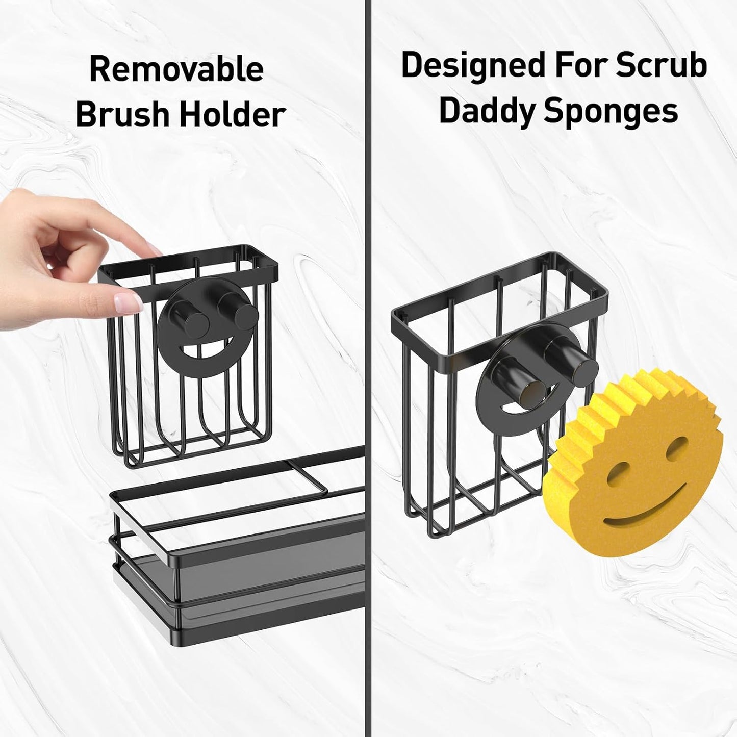 Moforoco Kitchen Dish Soap Dispenser Set, 16OZ Glass Bottle, Hand and Dish Soap Dispenser Set, Instant Dry Tray, Non-Slip Silicone Pad, Brush Holder with Sponge Holder, Kitchen Decor（Amber Bottle）