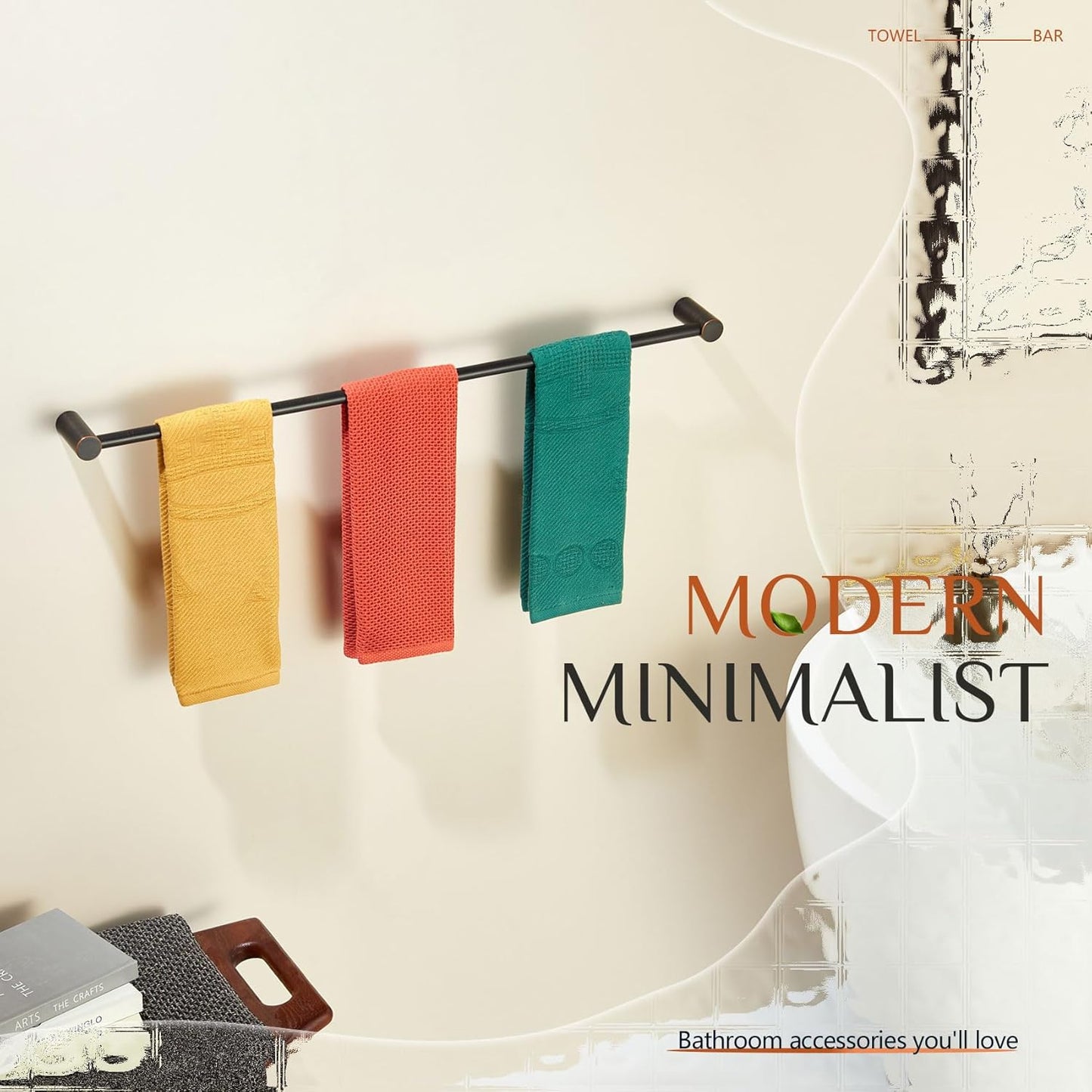 KOKOSIRI Towel Bars Oil Rubbed Bronze for Bathroom Wall Mounted 36-Inch Bath Towel Holder Single Rod Stainless Steel Bathroom Hardware, B4007ORB-L36