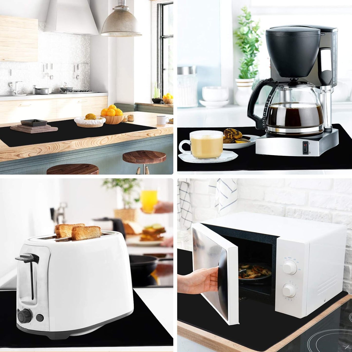 Gartful Silicone Mats for Kitchen Counter, Large Silicone Countertop Protector, Nonskid Heat Resistant Desk Saver Pad, Multipurpose Mat, Placemat (XL-28" x 20"x 0.06", Black)