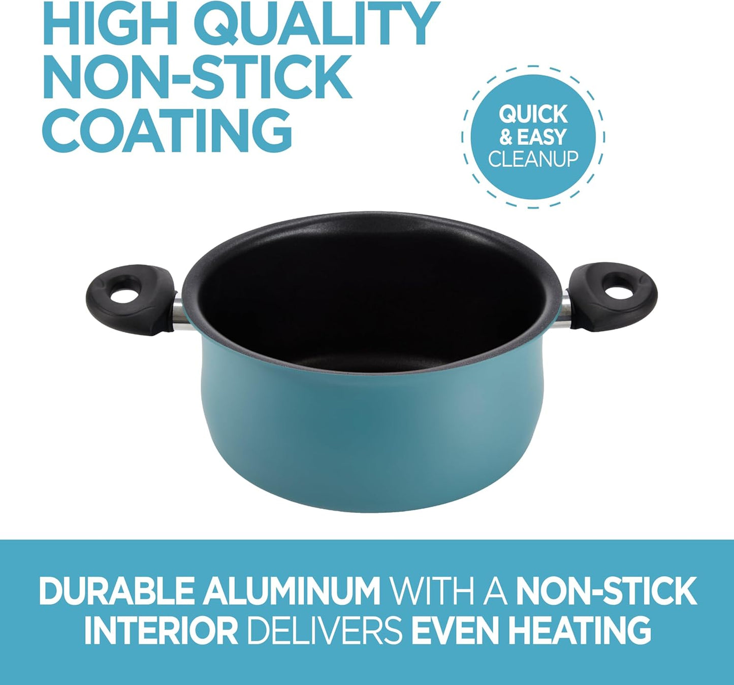 Bialetti Taste of Italy Nonstick Pasta Pot with Strainer Lid, 5.5-Quart, Teal