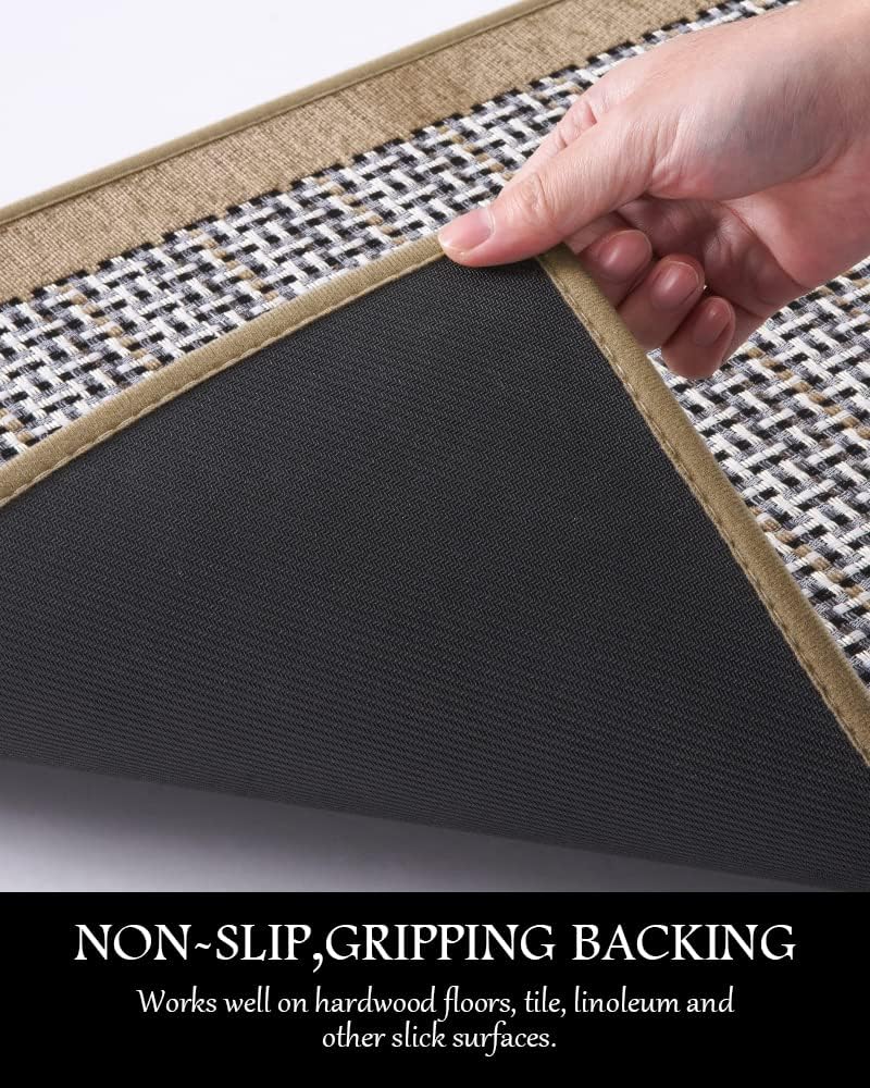 PADOOR Kitchen Mats for Floor, Kitchen Rugs Non Slip Washable, Rubber Backed Kitchen Runner Super Absorbent Kitchen Floor Mat Sink Rug, 17”x24” Brown