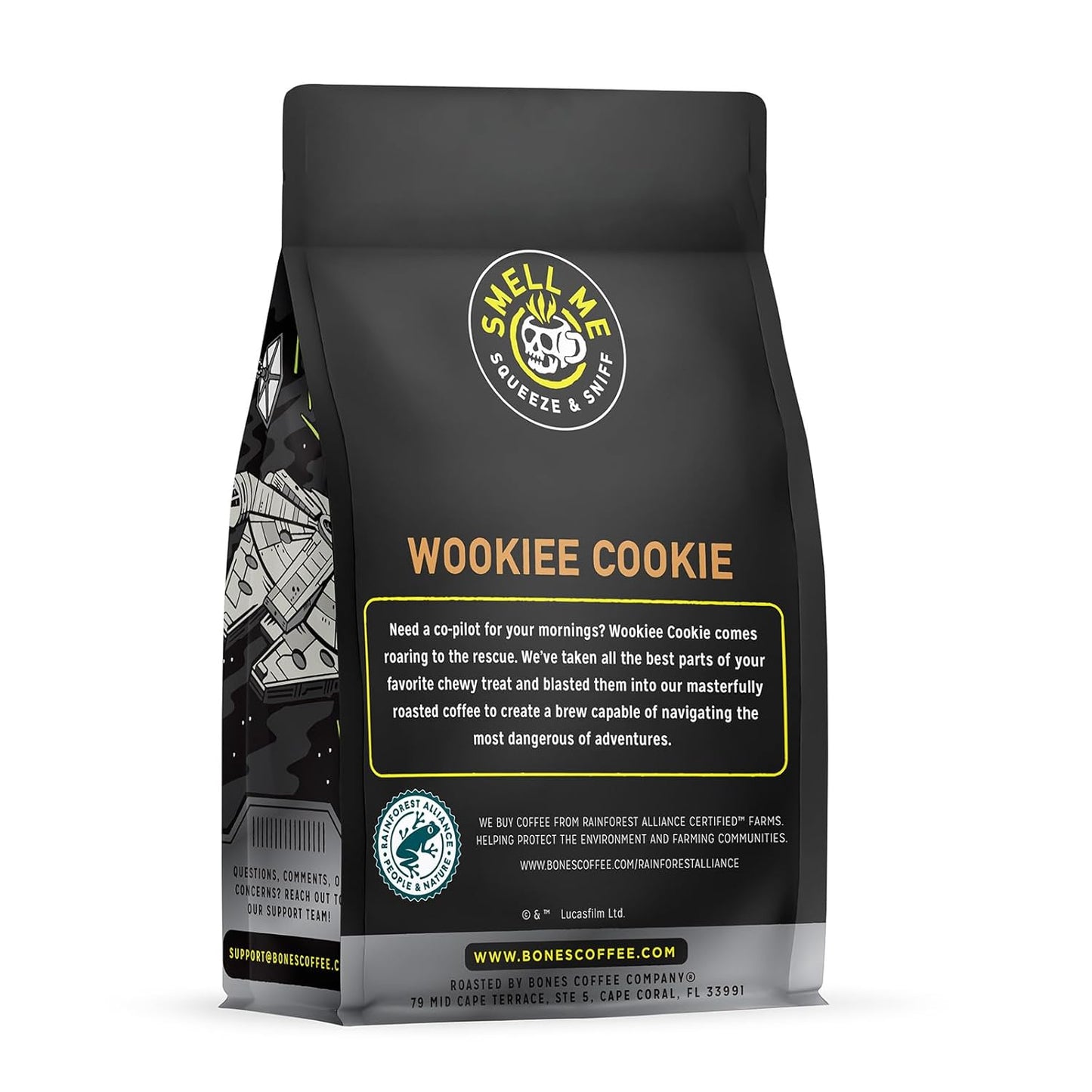 Bones Coffee Company Star Wars Wookiee Cookie Chip Cookie Flavor Flavored Coffee, Medium Roast Low Acid Arabica Beans Compatible with Auto drip and French Press Coffee Maker, 12 Oz Whole Bean