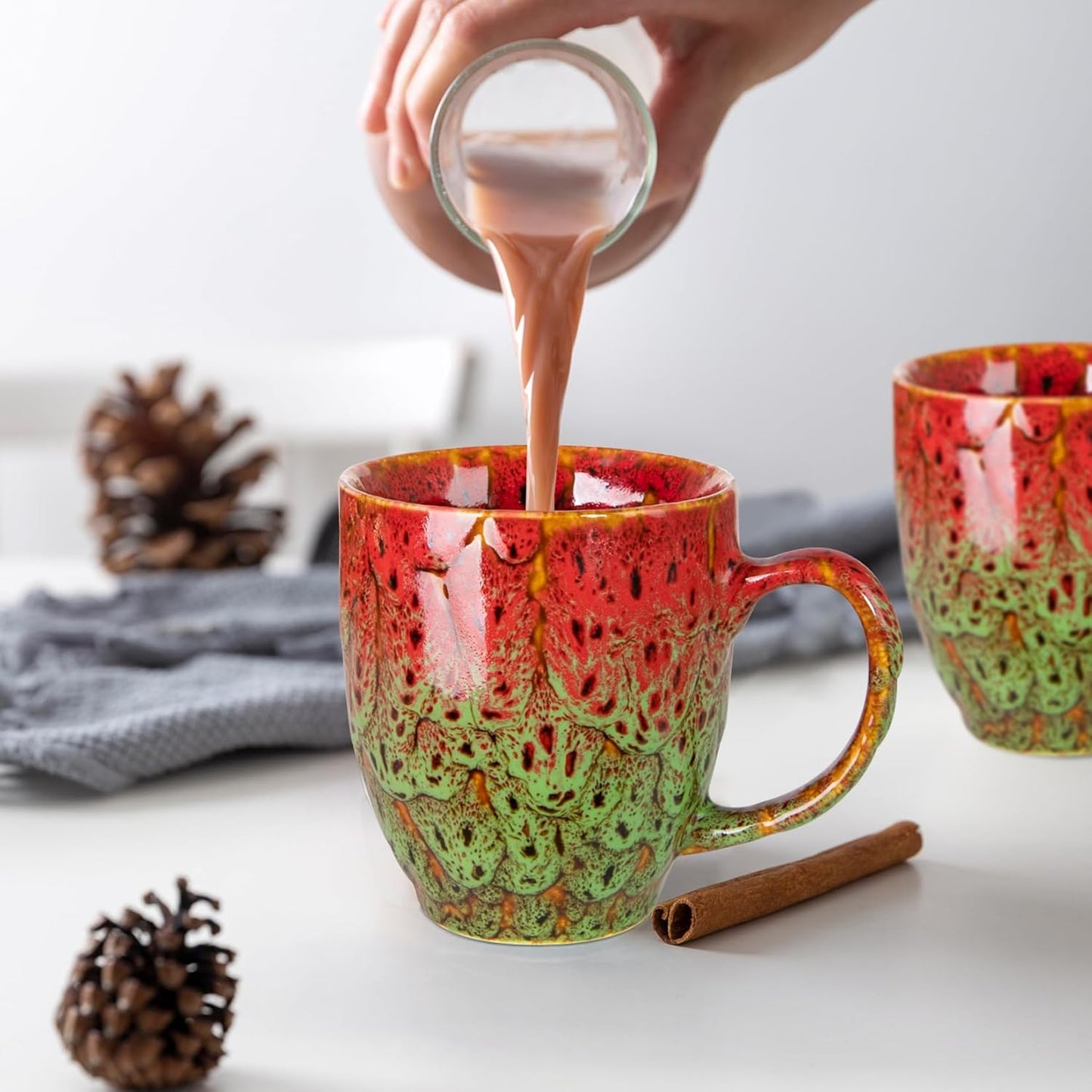 Set of 2 Durable 16 oz Coffee Cups, Large Coffee Mugs with Ergonomic Handle, Ceramic Mugs Dishwasher & Microwave Safe, Ideal Tea Mugs for Home, Office, Gifts (coffee, Tea, Hot Cocoa, Latte Cup)