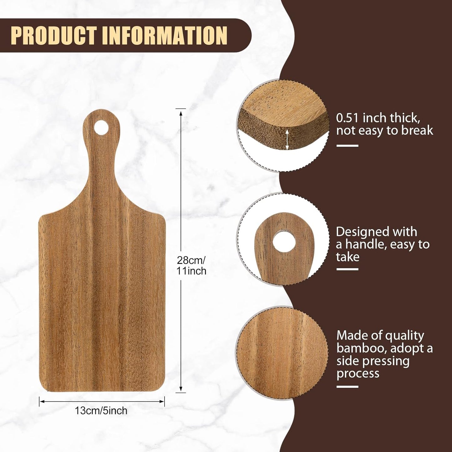 Lounsweer 6 Pcs Thicken Cutting Board Bulk Wood Board for Chopping Serving Charcuterie Material for Laser Engraving Mother' Day Wedding Housewarming Gift