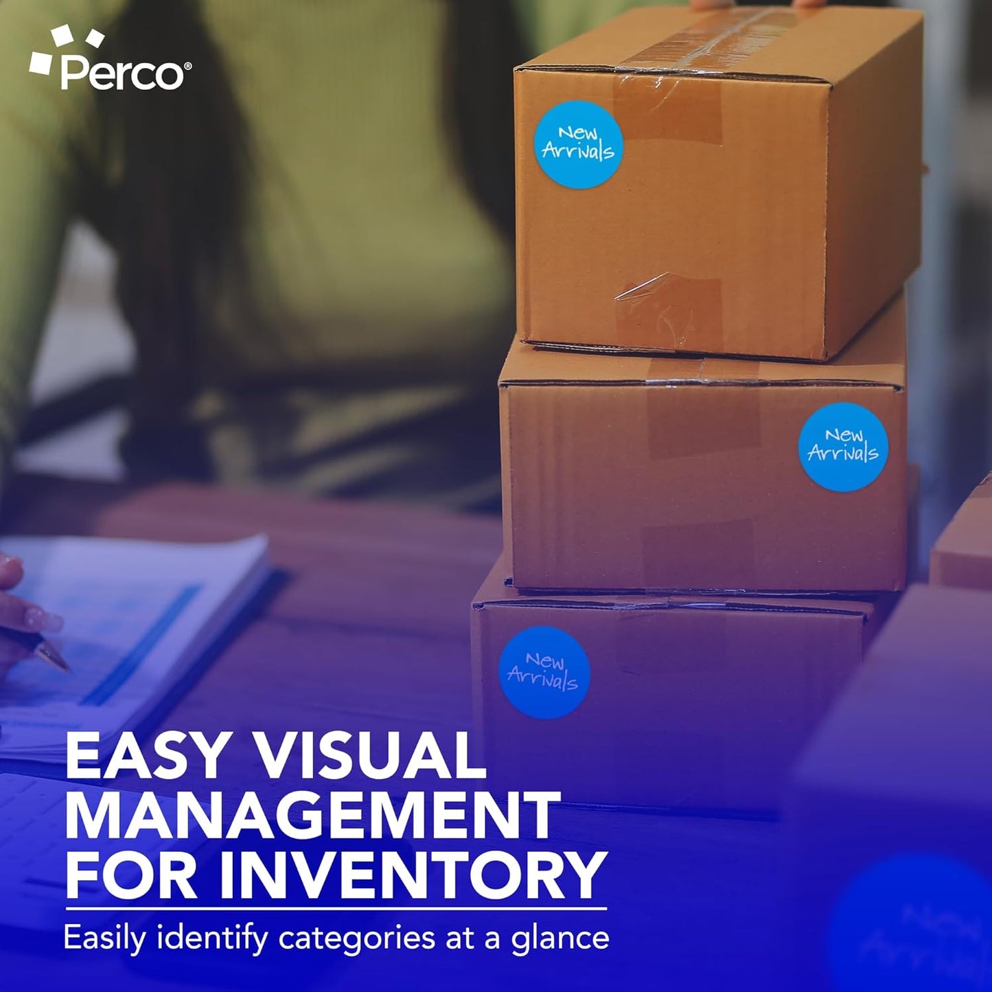 Perco Light Blue 3-Inch Round Circle Dot Sticker Labels with Easy Peel Perforation - 500 Labels per Roll - Strong Adhesion, Vibrant Colors for Organizing, Crafting & More - Made in USA