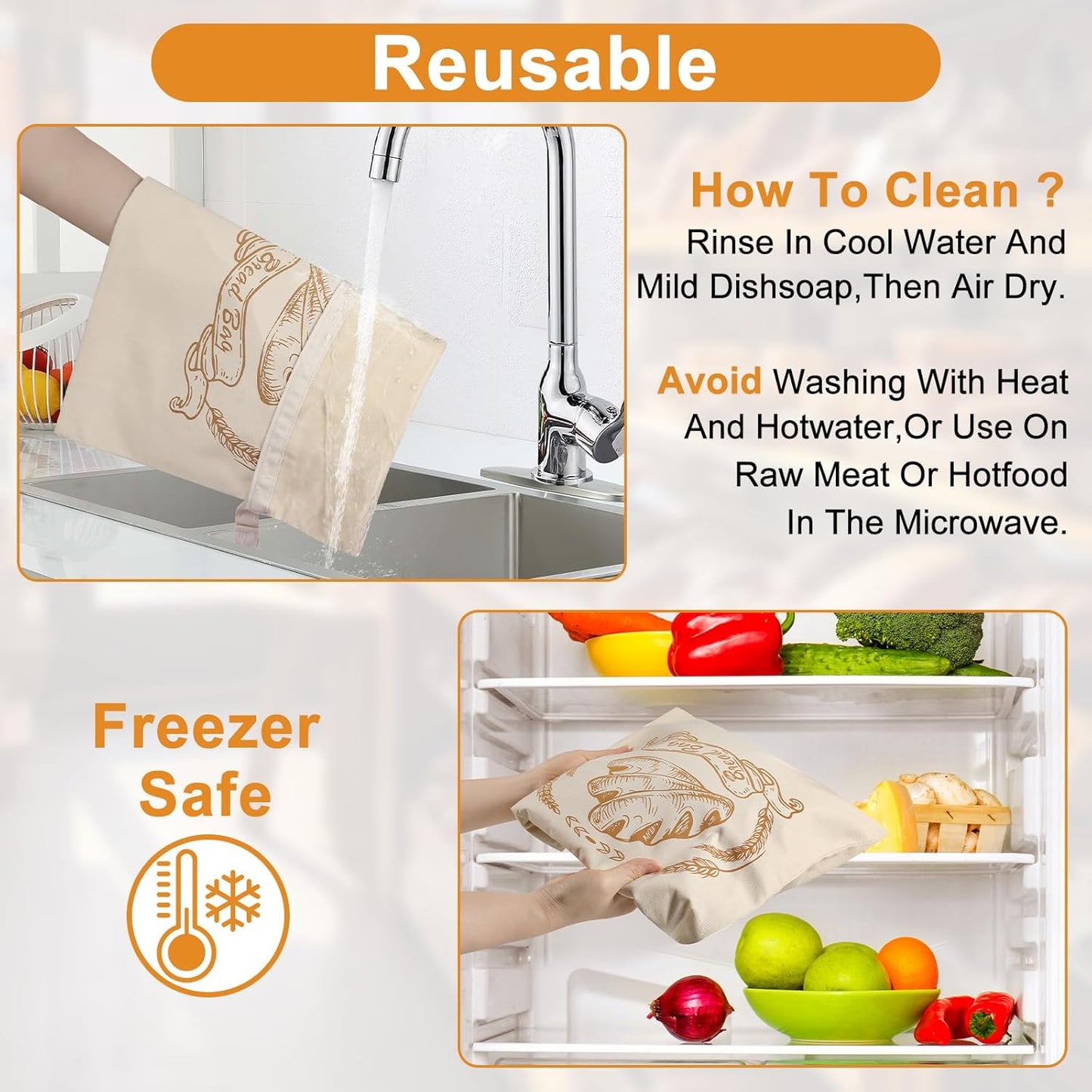 4 Pack Reusable Linen Bread Bags for Homemade,Organic Linen Bread Bag for Homemadesourdough 17 x3 inches Food Storage Cloth Bag，Keep Fresh and Upgrade Large Capacity Portable