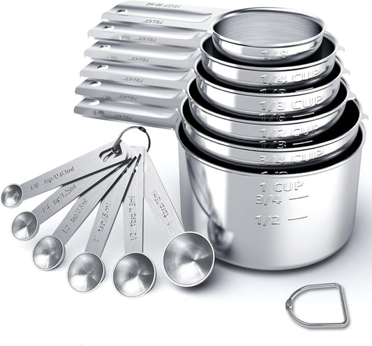 TILUCK Stainless Steel Measuring Cups & Spoons Set, Cups and Spoons,Kitchen Gadgets for Cooking & Baking (12)