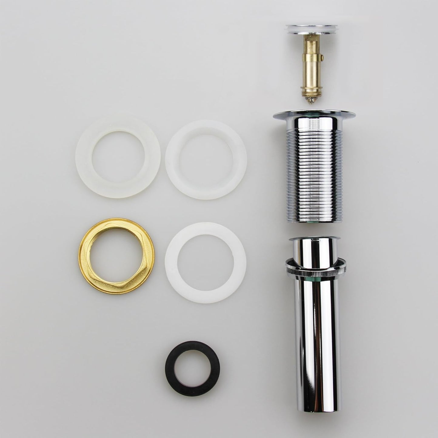 Polished Chrome Pop Up Sink Drain without Overflow, Bathroom Faucet Vessel Vanity Sink Drain Stopper