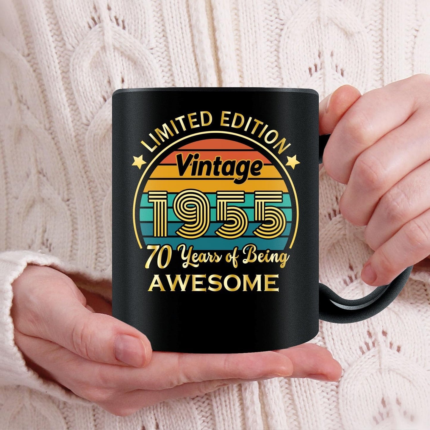 QUPT 70th Birthday Gifts for Women Men, 70th Birthday Gifts for Him, 1955 Birthday Gifts for Women Men, 70 Years Old Gifts, 1955 Birthday Gifts for Her Him, 70th Birthday Presents Coffee Mug