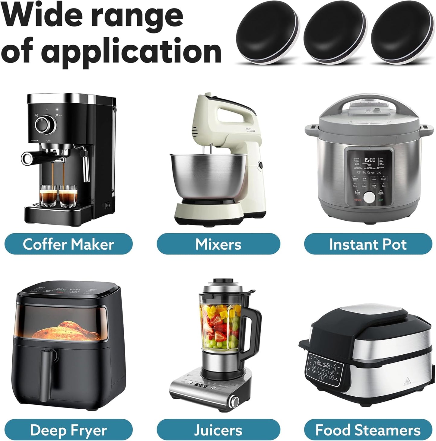 Appliance Sliders for Kitchen Black 24 PCS Self-Adhesive Small Kitchen Appliance Slider Hacks Easy to MovIing & Space Saving Must Have Gadgets Mixer Accessories for countertop