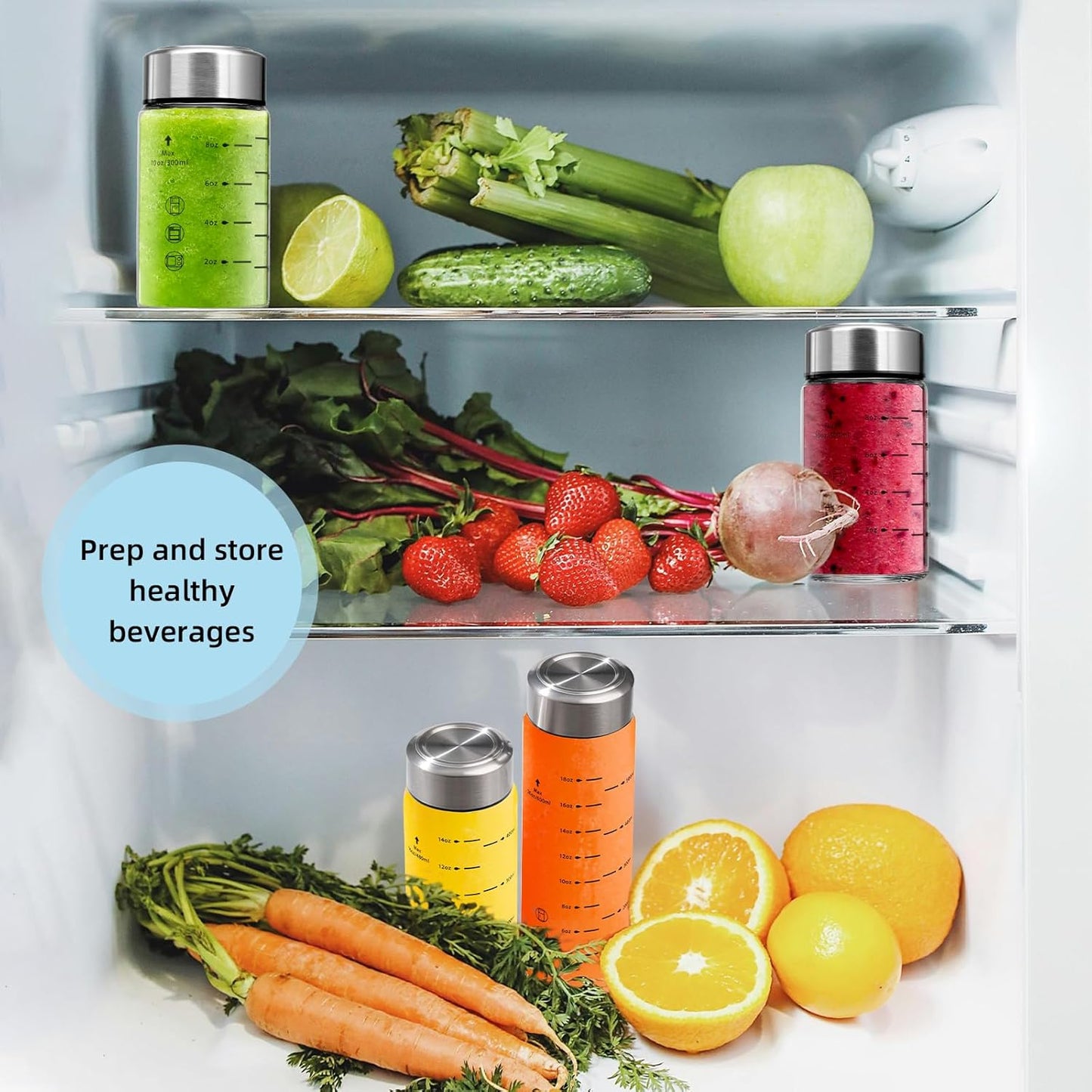 Glass Juice Bottles 4 Pack 20 oz - Wide Mouth Glass Water Bottles with Lids - Borosilicate,Stainless Steel Lids for Juicing, Smoothies, Infused Water, Beverage Storage, Leakproof, Reusable,BPA Free