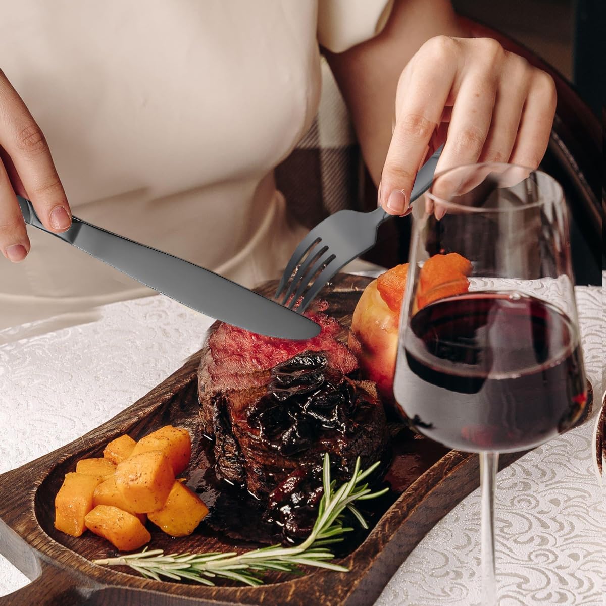 40-Piece Stainless Steel Flatware Set - Heavy Duty 430 Stainless Steel Cutlery Set, Include Knives, Forks, and Spoons for 8 People, Dishwasher Safe