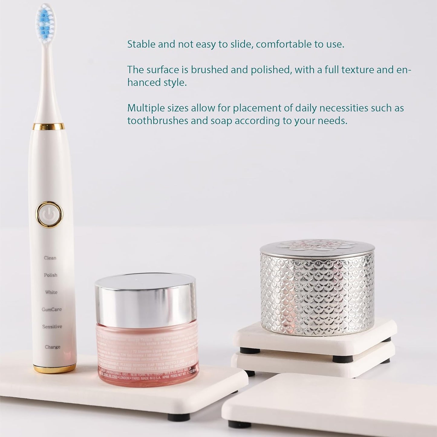 Set of 4 Water Absorbent Stone Trays, Kitchen/Bathroom Soap Dish, Instant Dry Sink Organizers Used for Hand Soap & Plants & Toiletries in The Modern Home