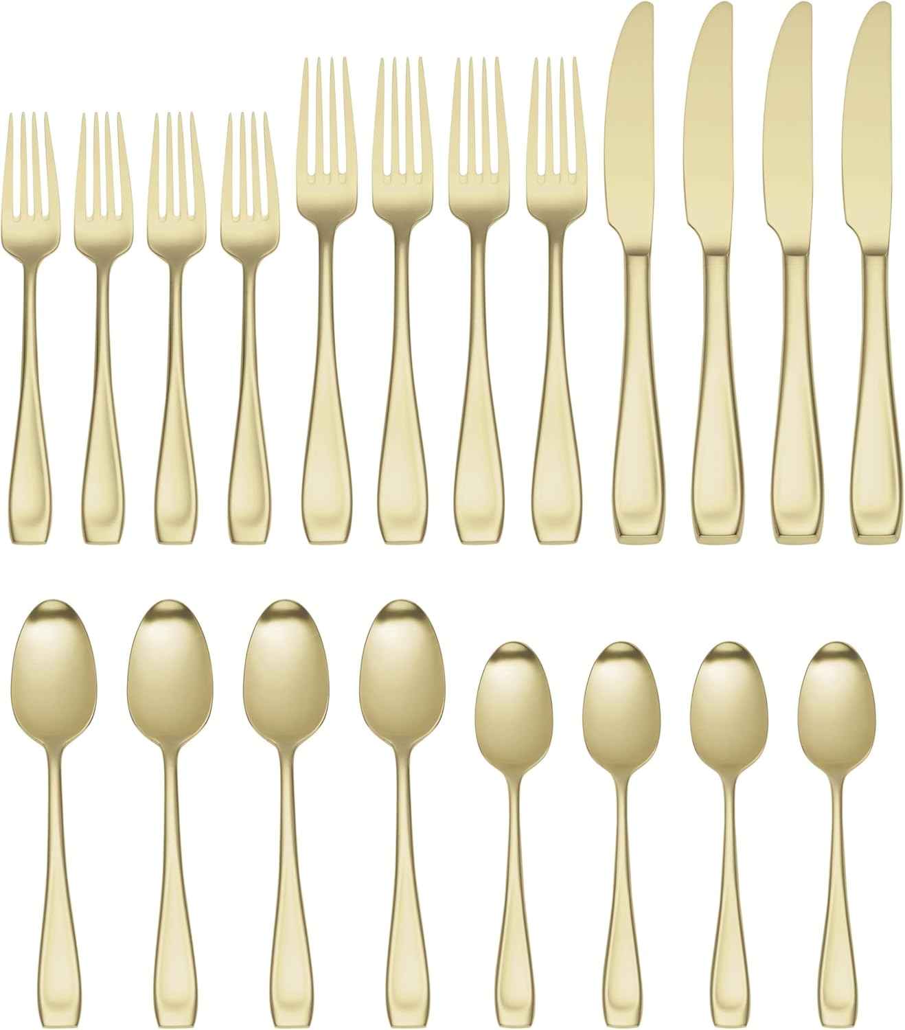 Oneida T711020PVDC Moda Satin Champagne 20 Piece Fine Flatware Set, Service For 4