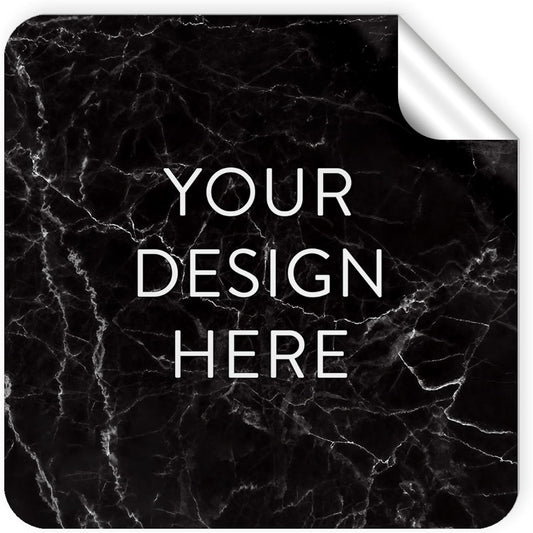 100 Custom Vinyl Stickers - Upload Your own Image, Text, Design, Logo - Personalized Logo Labels for Handmade, Packaging, Bottle, Jars, Candle, Brand Stickers (Black Marble, 1.5x1.5 Square)