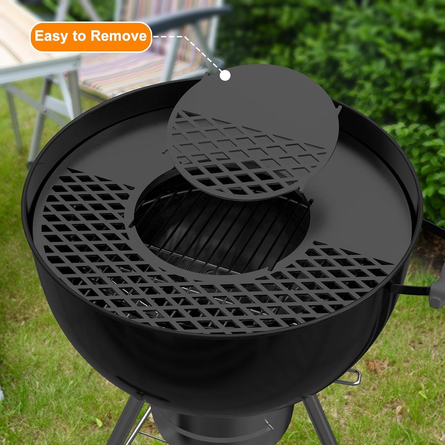 Onlyfire BBQ Griddle and Grate Combo Kit for Weber 26 inch Kettle Charcoal Grills