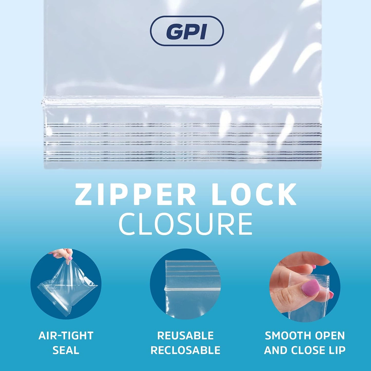GPI Pack of 100 13" X 18" Clear Plastic Reclosable Zip Bag - Bulk 2 Mil Thick Strong & Durable Poly Baggies with Resealable Zip Top Lock for Travel, Storage, Packaging & Shipping.