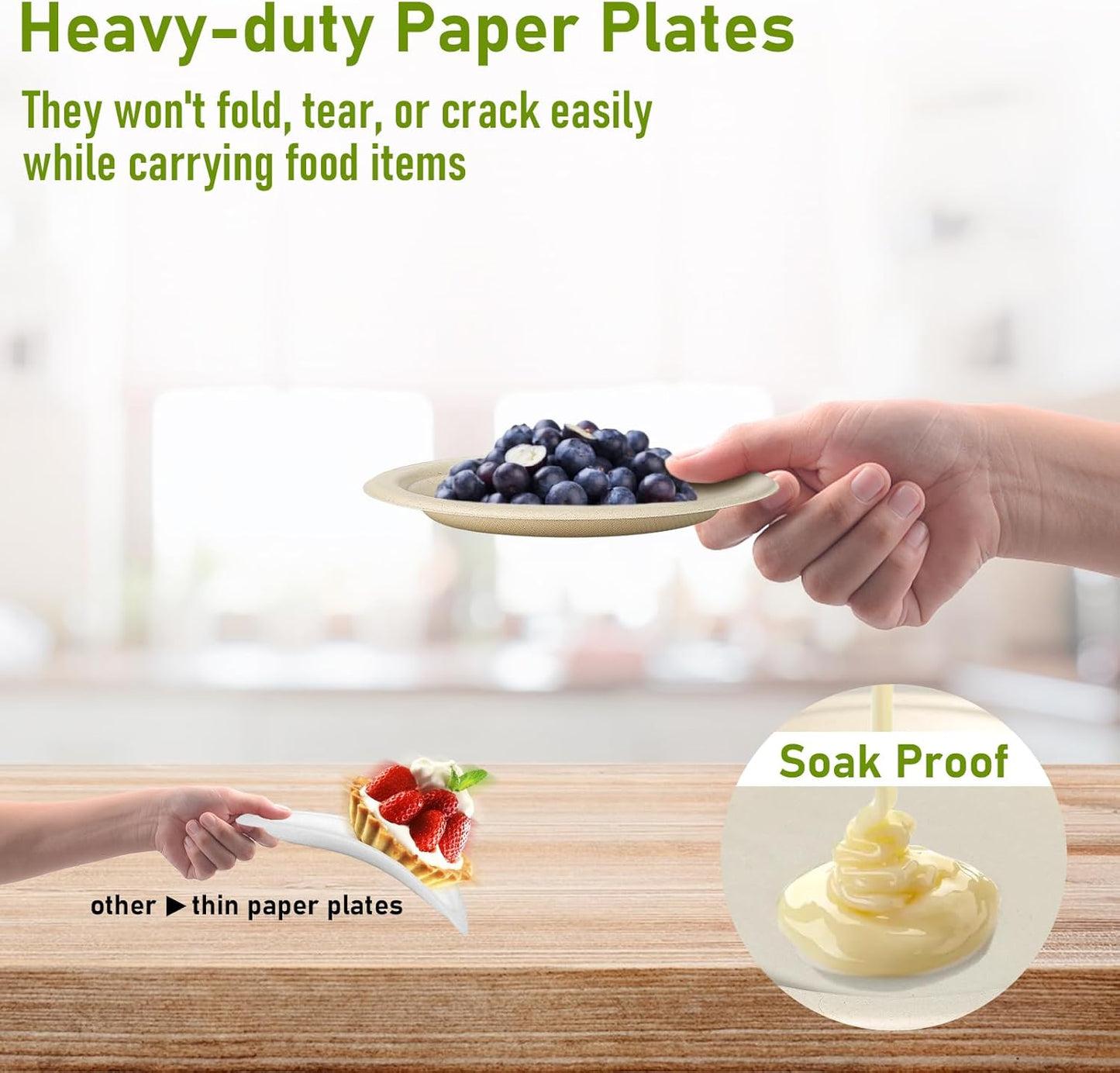 Small Compostable Brown Paper Plates - 7 inch, 500 Count, Biodegradable, Eco Friendly, Sturdy Dessert Plates