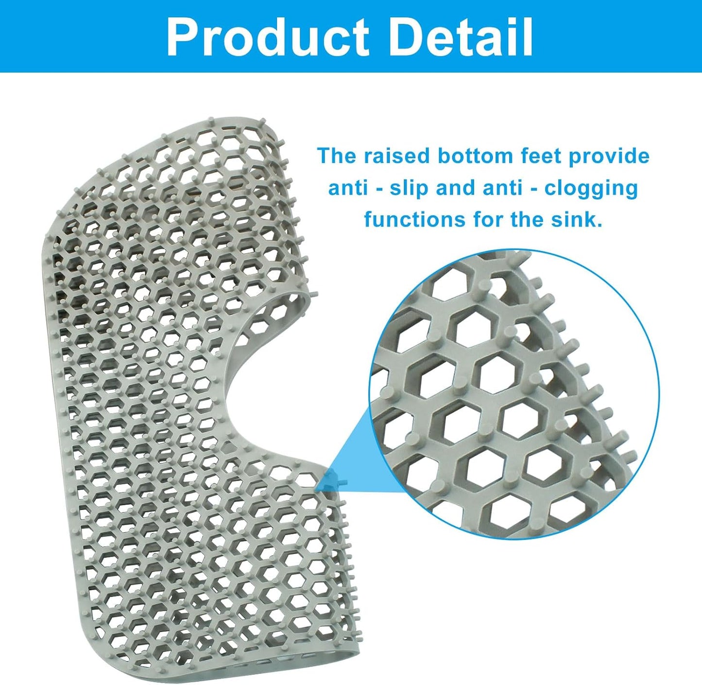 2 Pack Non-Slip Kitchen Sink Mats, Heat Resistant Sink Protectors for Folding Farmhouse, Center Drain Silicone Mat for Bottom of Stainless Steel Porcelain Kitchen