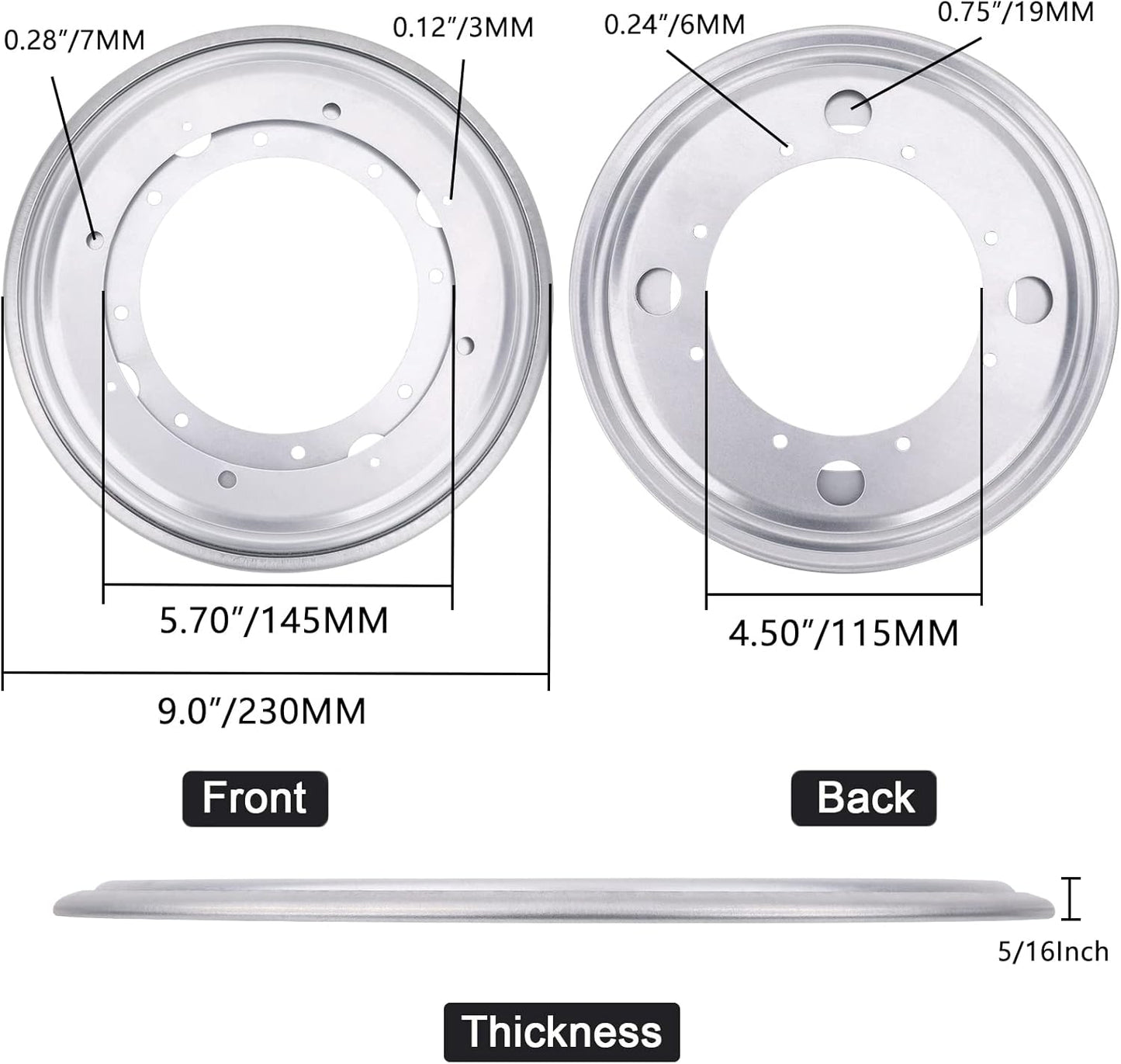 3Pack 9" Round Lazy Susan Hardware 5/16" Thick Lazy Susan Turntable Bearing Plate 750lbs Load Capacity Swivel Plate Base, Lazy Susan Turntable Base for Rotating Table, Serving Tray, Kitchen, Silver