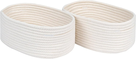 CubesLand Cube Shelf Closet Storage Baskets Bins,Woven Basket for Organizing/Storage,Long-lasting &Skin-friendly Toy Storage Basket Bin,Stylish Room Decor Basket,Off White Cotton Rope Basket 2 Packs