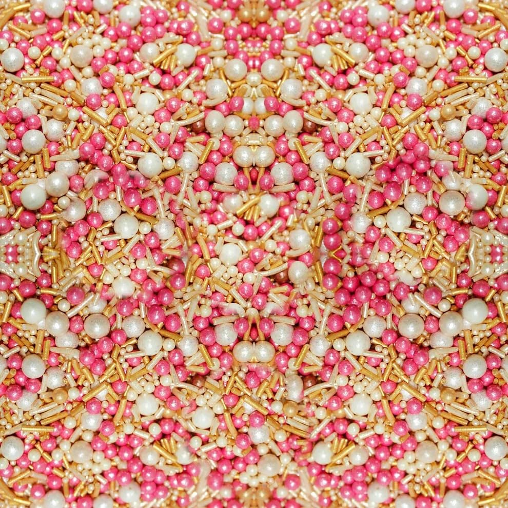 Confect Fusion Mashup Sprinkles – Pink & White Pearl Sprinkle Mix for Cake & Cupcake Decorating – Edible Baking Topping Balls - Vegan, Gluten-Free, Nut-Free, Soy-Free, Dairy-Free, Palm Oil-Free – 4.2 Oz