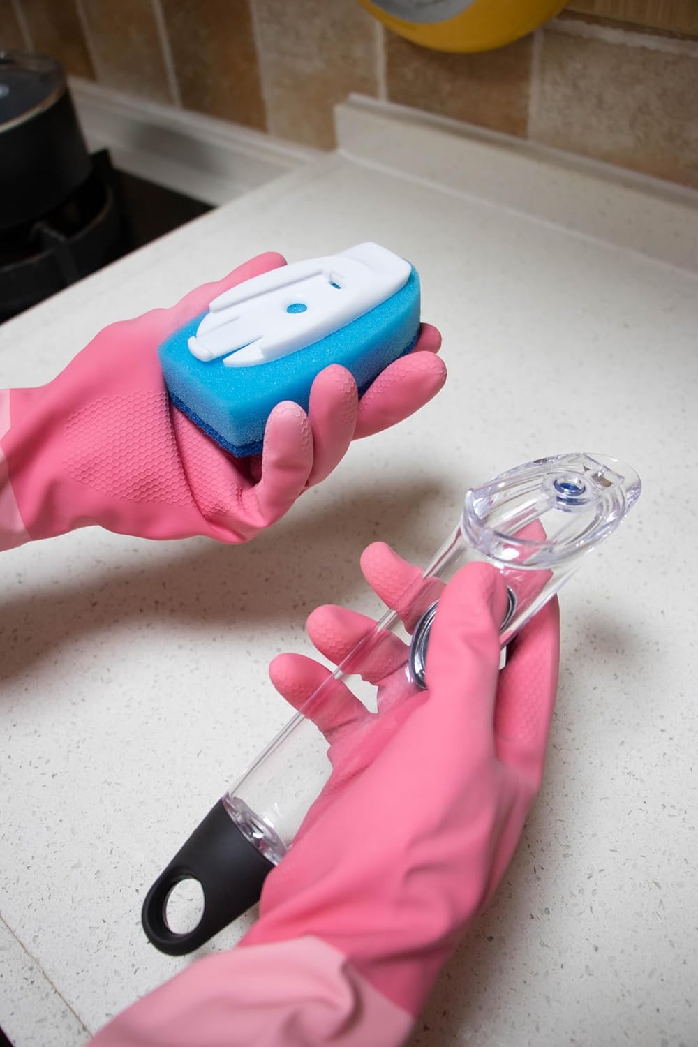 Dish Wand & 7 Pack Dishwashing Sponge Refills Non Scratch,dishwashing Sponge with Handle,Cleaning sponges for Household use