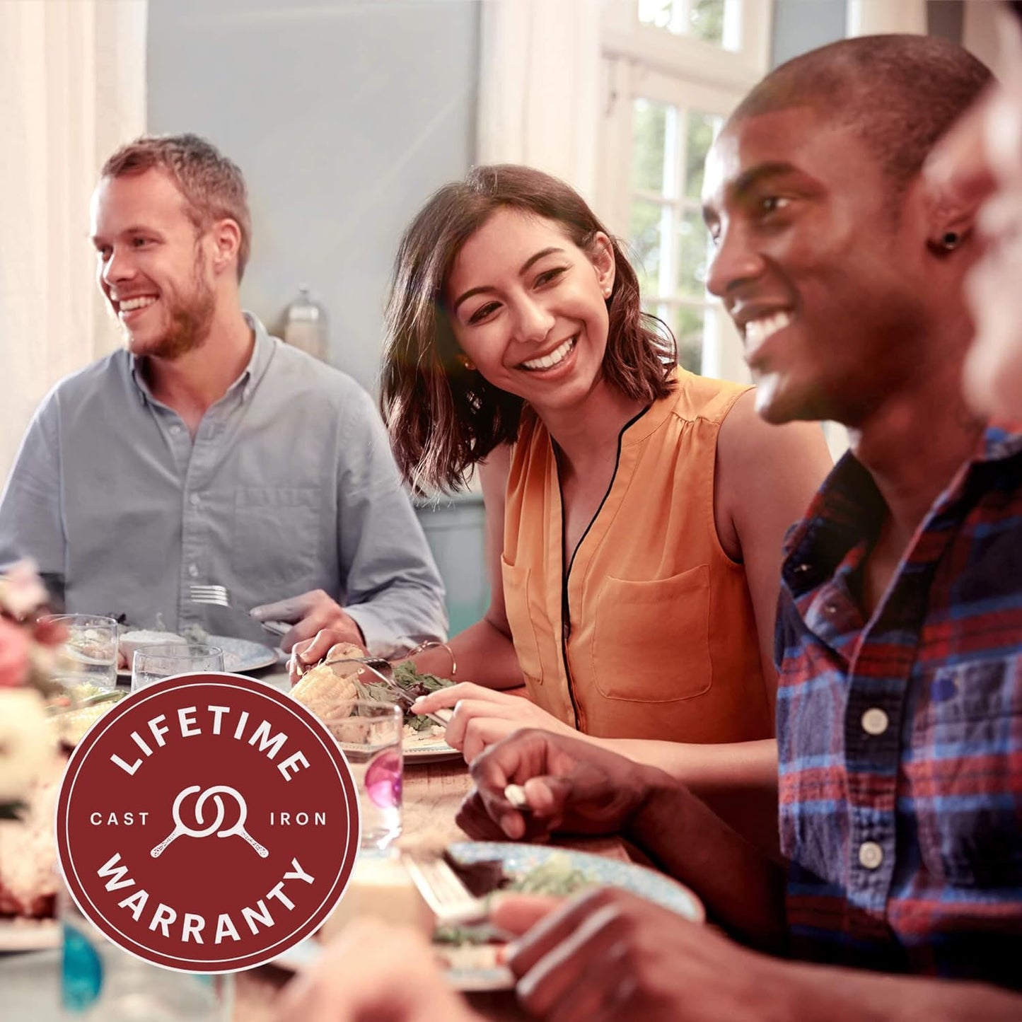 Cuisinel Cast Iron Dutch Oven 7-Quart - Pre-Seasoned 2-in-1 Deep Pot Multi-Cooker - Combo Lid Doubles as 12" Skillet Frying Pan + Silicone Handle Covers + Scraper/Cleaner - Indoor/Outdoor Cookware