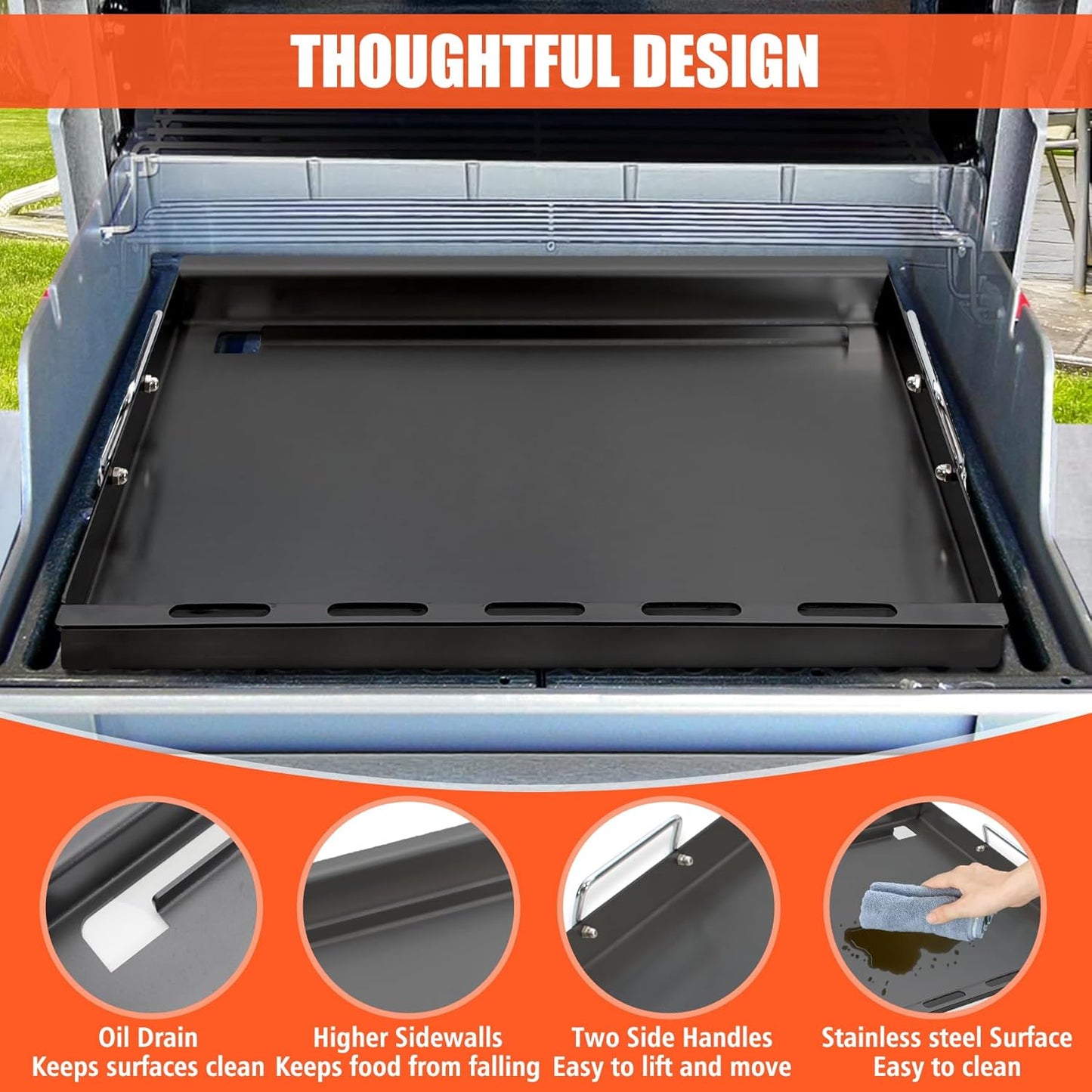 7524 Full Size Griddle Insert for Weber Genesis 300 Series Gas Grills, Flat Top Griddle Repalcement for Weber Genesis E/EP-310, E/EP-320, E/EP-330 and CEP-310 with Mini Oven Mitt