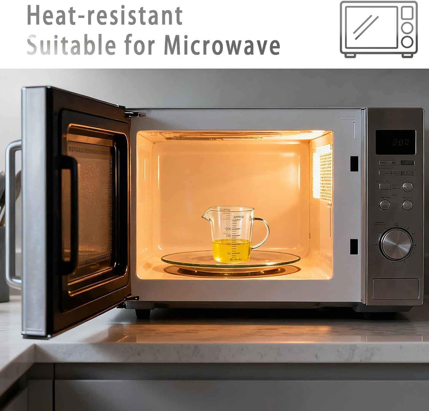 BCnmviku Glass Measuring Cups High Borosilicate [Insulated Handle | V-Shaped Spout]For Prepping Baking and Cooking Preheated Oven Dishwasher Freezer and Microwave Safe (250ml)