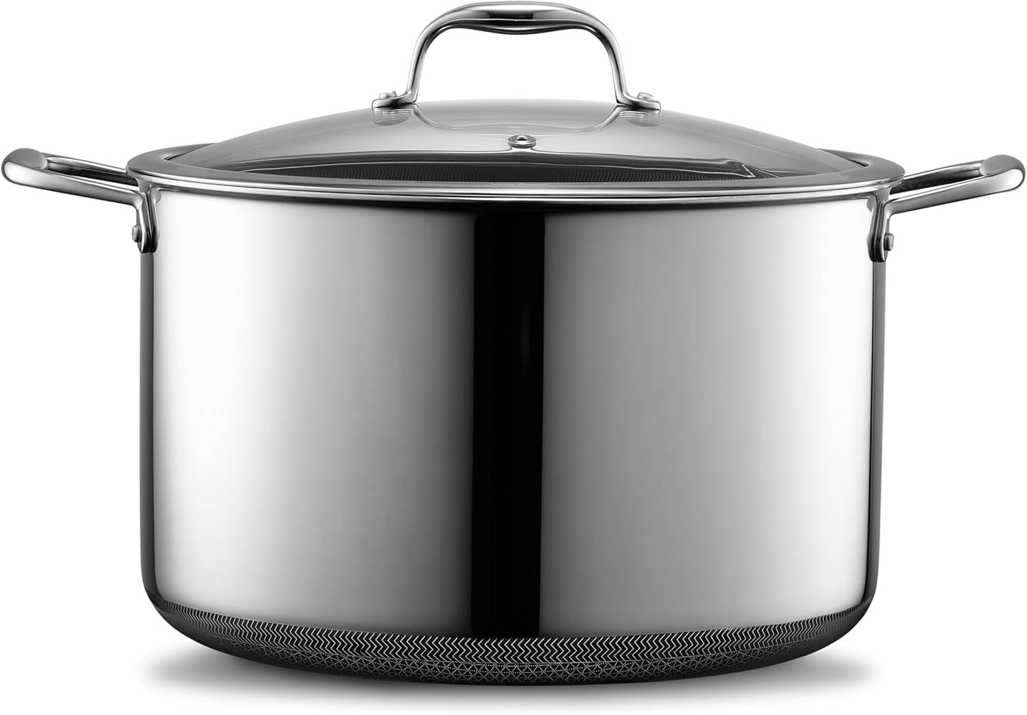 HexClad Hybrid Nonstick 12-Quart Stockpot with Tempered Glass Lid, Stay-Cool Handles, Dishwasher-Friendly, Oven-Safe Up to 900°F, Induction Ready, Compatible with All Cooktops