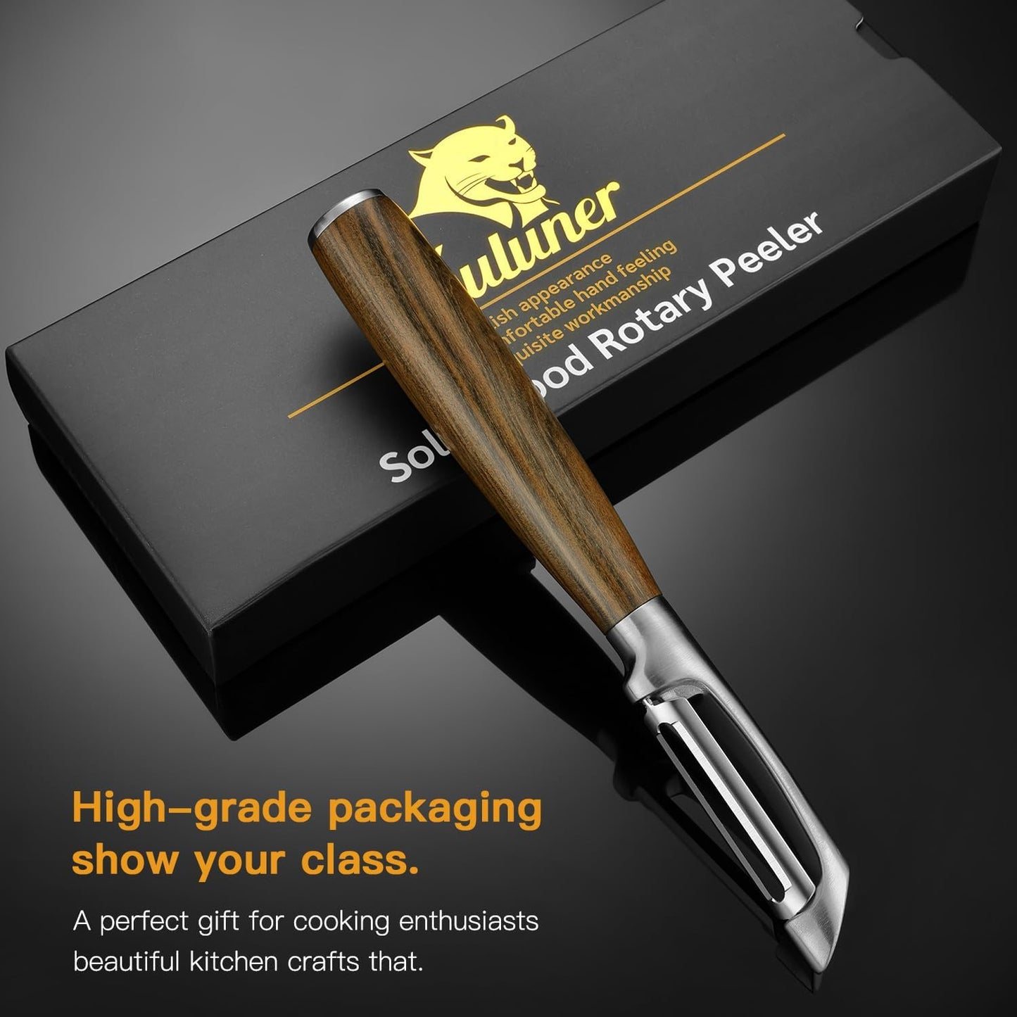 Premium I Type 304 Stainless Steel Multifunctional Kitchen Peeler Real Wood Handle Ultra Sharp Blade Vegetable Potato Apple（Agarwood）