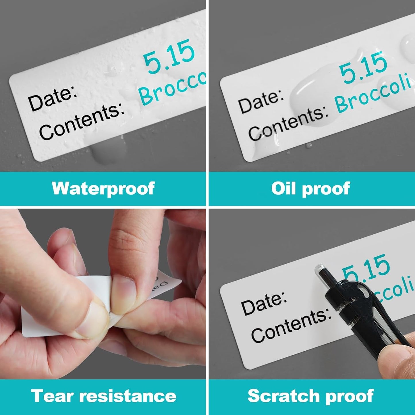 Kingtac 500pcs Food Freezer Labels, 1 x 3 Inch Removable for Food Containers, Mason Jar, No Residue Food Storage Labels Perfect for Kitchen Cannot be Torn