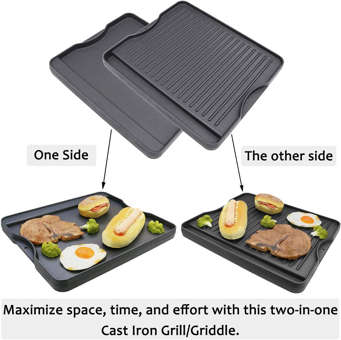 Utheer Reversible Grill Griddle for All Camp Chef 14" & 16" Stoves Cast Iron Griddle, for Camp Chef Explorer 2-Burner Stove,3-Burner, Single Burner Outdoor Stove, 1 Pack