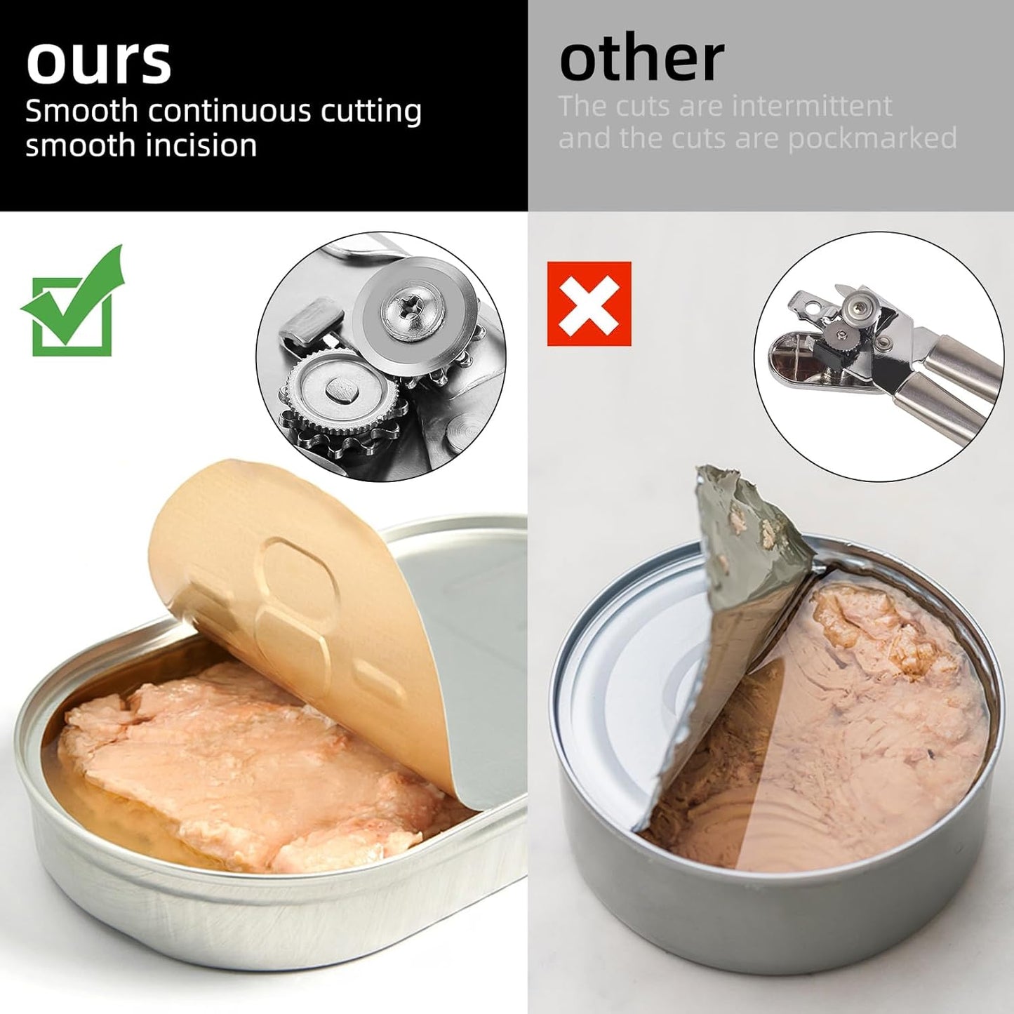 Multi-function Manual Can Opener Bottle Opener, Oversized Hand-held Easy Rotary Knob, Safe Cut Can Opener with Non-Slip Handle, Smoother Cut Sharp Blade for Seniors Kitchen Tool, White