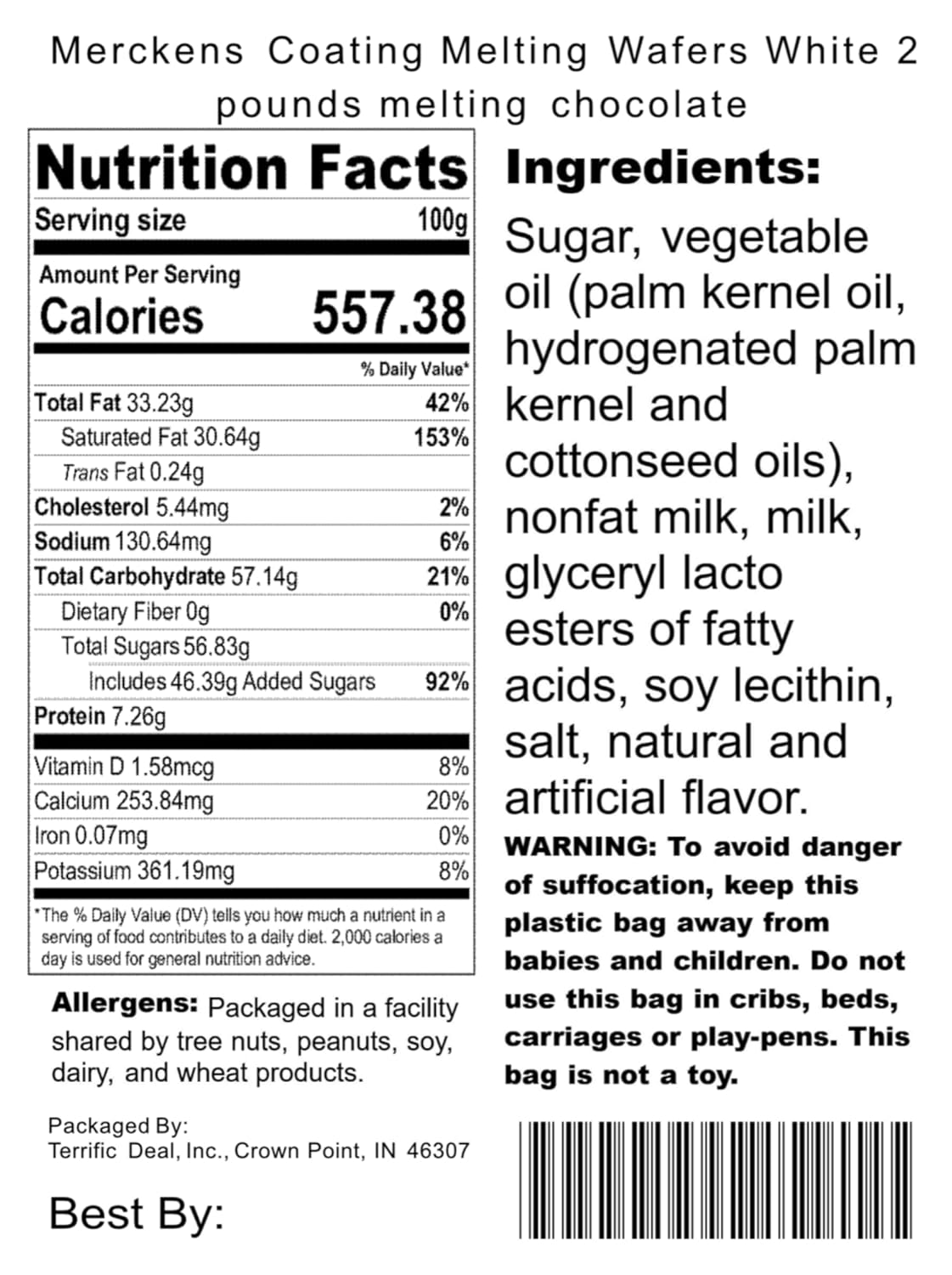 Merckens Coating Melting Wafers White melting chocolate, 2 pounds