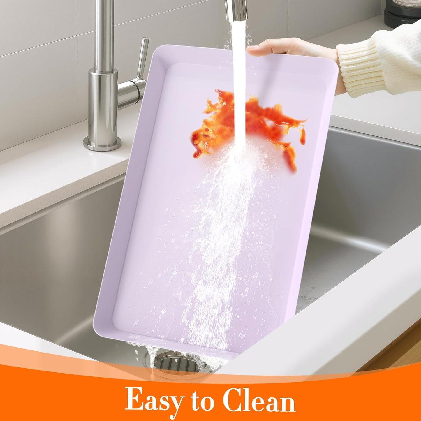 WOWBOX 6 pcs Serving Tray for Entertaining, Serving Platters for Snacks, Fruit, Cookies, Dessert, Reusable Plastic Trays for Serving Food and Pantry Organization in Kitchen & for Parties, (Purple)