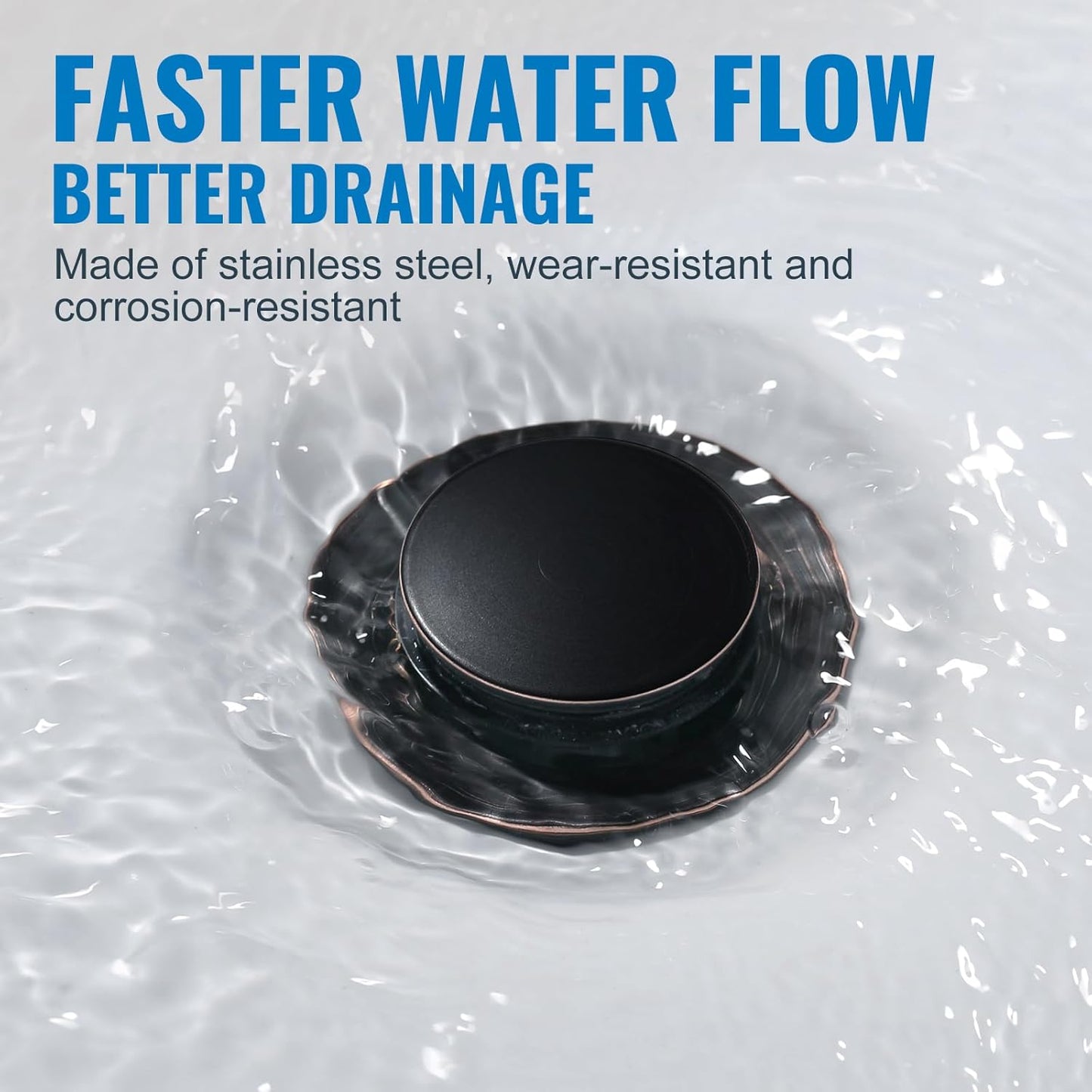 ALEASHA Pop Up Sink Drain Without Overflow, Bathroom Sink Drain Vessel Sink Stopper Pop Up Sink Drain Stopper, Pop Up Drain for Bathroom Sink Drain Strainer for Hair Catcher,Oil Rubbed Bronze